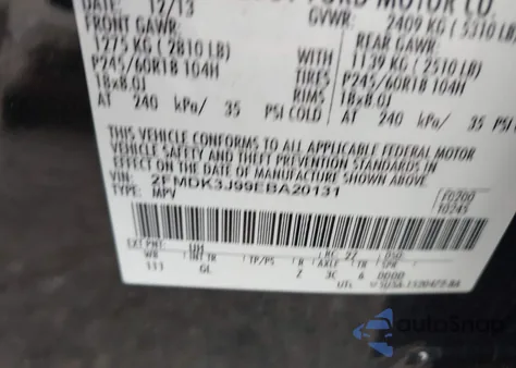 2014 Ford Edge Sel z USA, uszkodzony, nr VIN 2FMDK3J99EBA20131